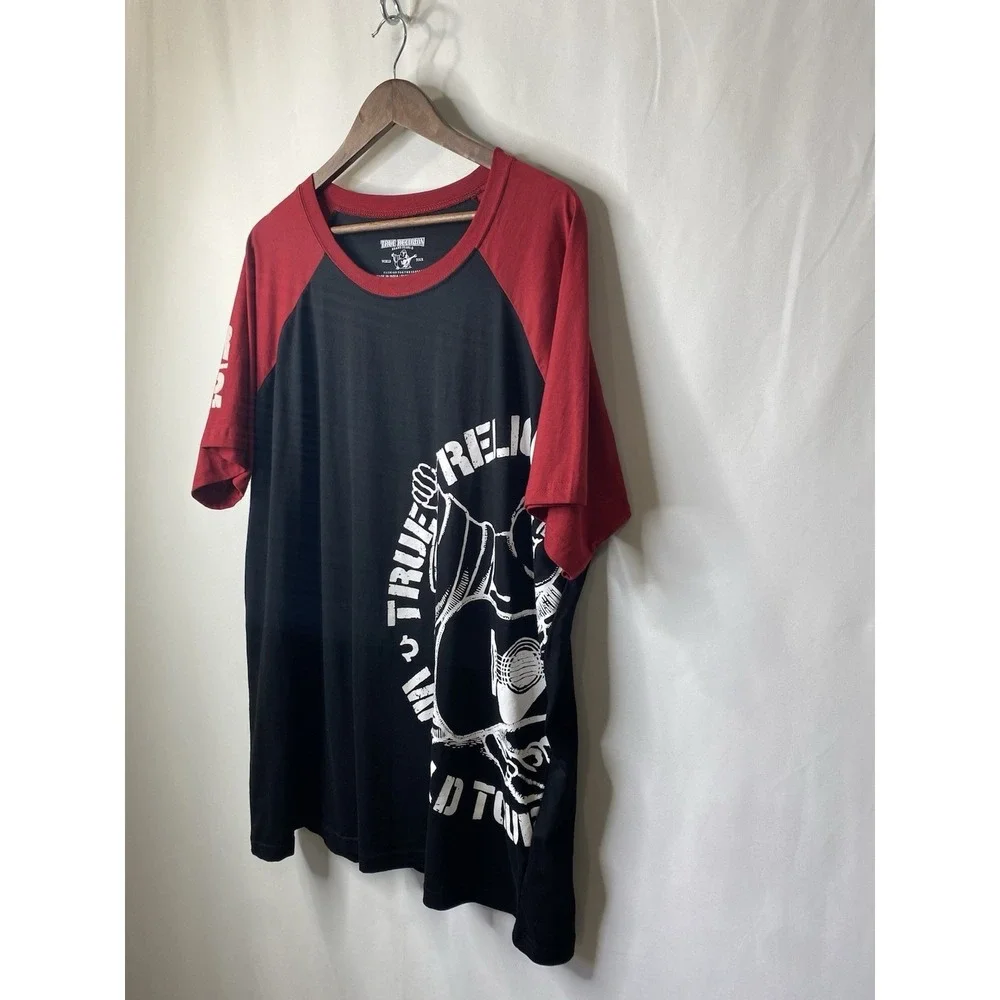 TRUE RELIGION White Navy Buddha Short Sleeve  Raglan T-shirt Size 3XL Streetwear